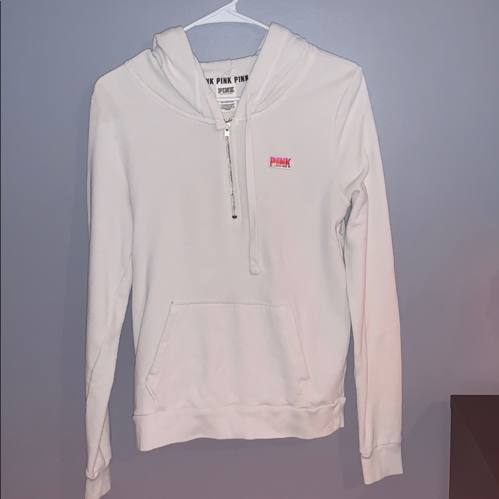 PINK White Rainbow Half Zip Pullover